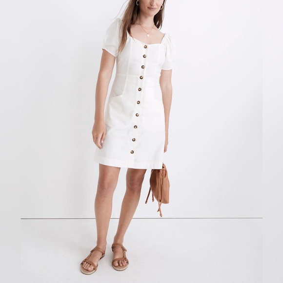 Madewell Dresses & Skirts - Madwell Linen-Cotton Puff-Sleeve Mini Dress size 16W